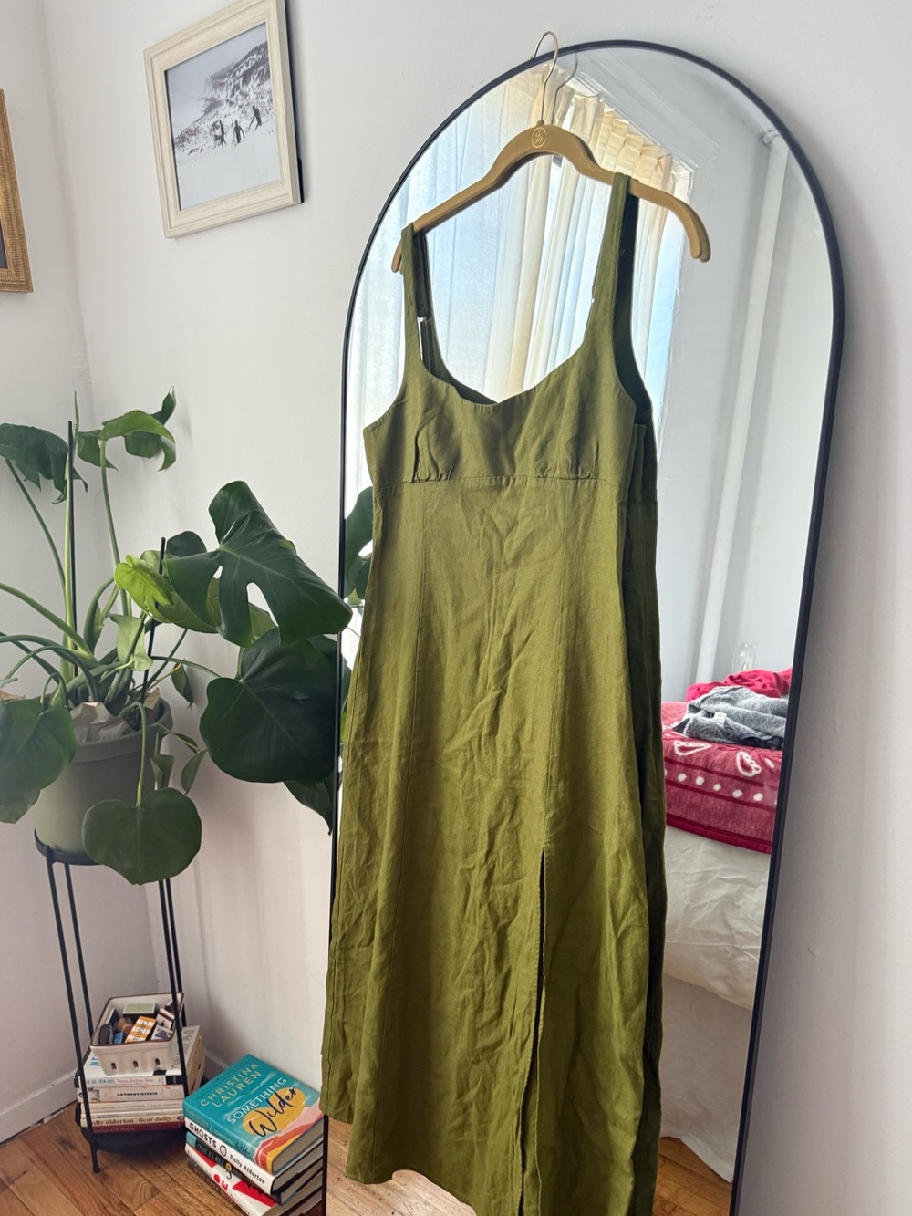 Zara Olive Green Slip Midi Dress